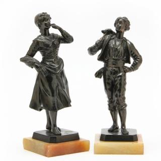 Appraisal: Jaques Limousin French th Century Pair of Pastoral Figures bronze