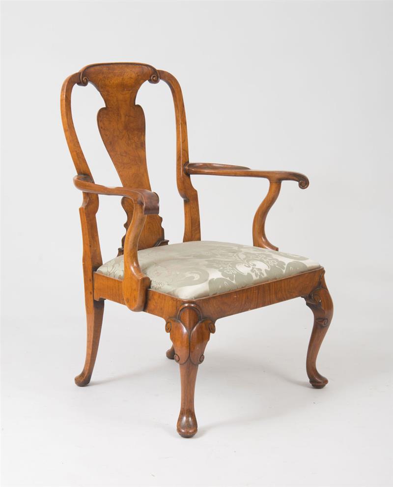 Appraisal: Queen Anne Style Carved Walnut Armchair x x in Property