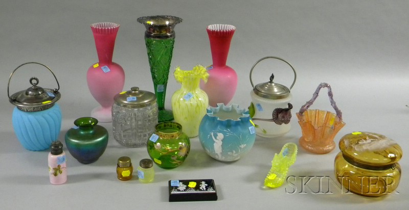 Appraisal: Sixteen Assorted Late Victorian Art Glass Table Items and a