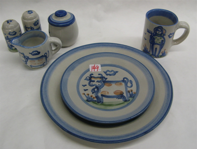 Appraisal: M A HADLEY POTTERY DINNERWARE AND ACCESSORIES pieces hand-crafted painted