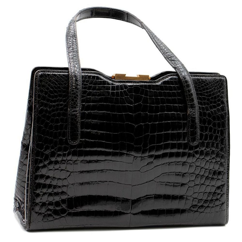 Appraisal: Vintage Gucci black alligator handbag measuring approximately x x in