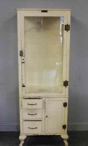 Appraisal: Vintage Industrial Medical Cabinet With nice nickel hardware Brass manufacturer's