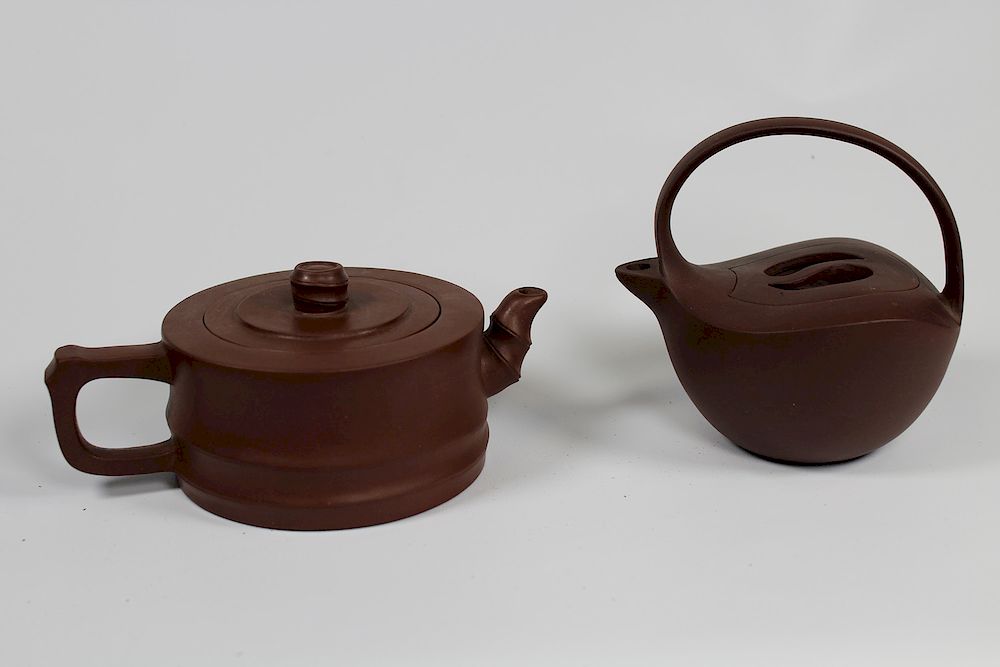 Appraisal: Chinese Zisha Clay Teapots Signed Chinese Zisha Clay Teapots Signed