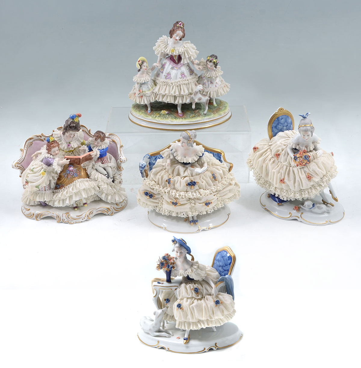 Appraisal: EXTRAORDINARY GERMAN PORCELAIN LACE FIGURINES - Dresden lace work porcelain