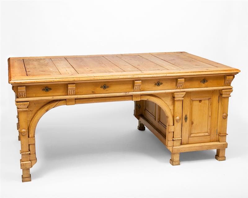 Appraisal: Victorian Style Large Pine Writing Table The top with four