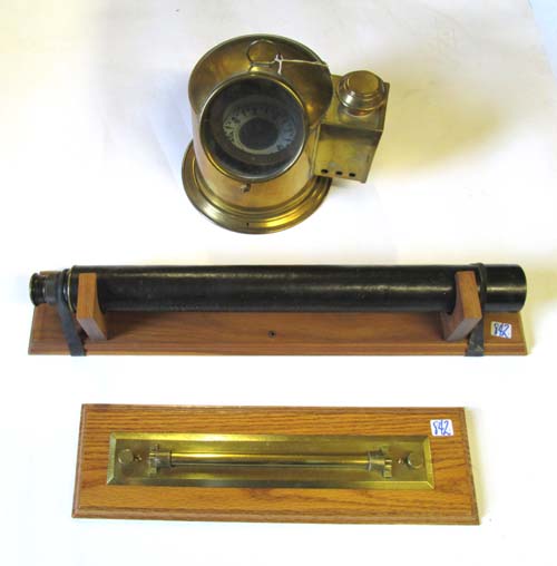 Appraisal: SHIPS BINNACLE SPYGLASS CHART PLOTTER pieces the brass ships binnacle