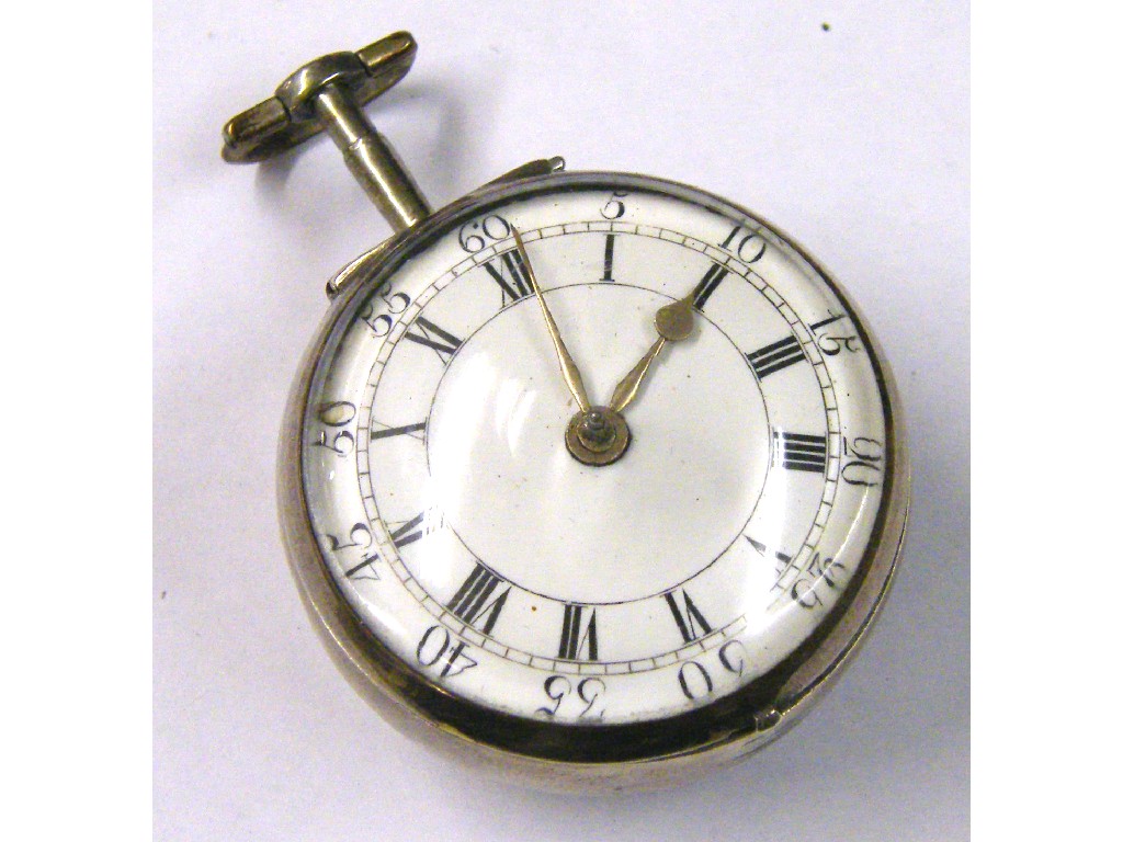 Appraisal: th century silver fusee verge pocket watch the movement signed