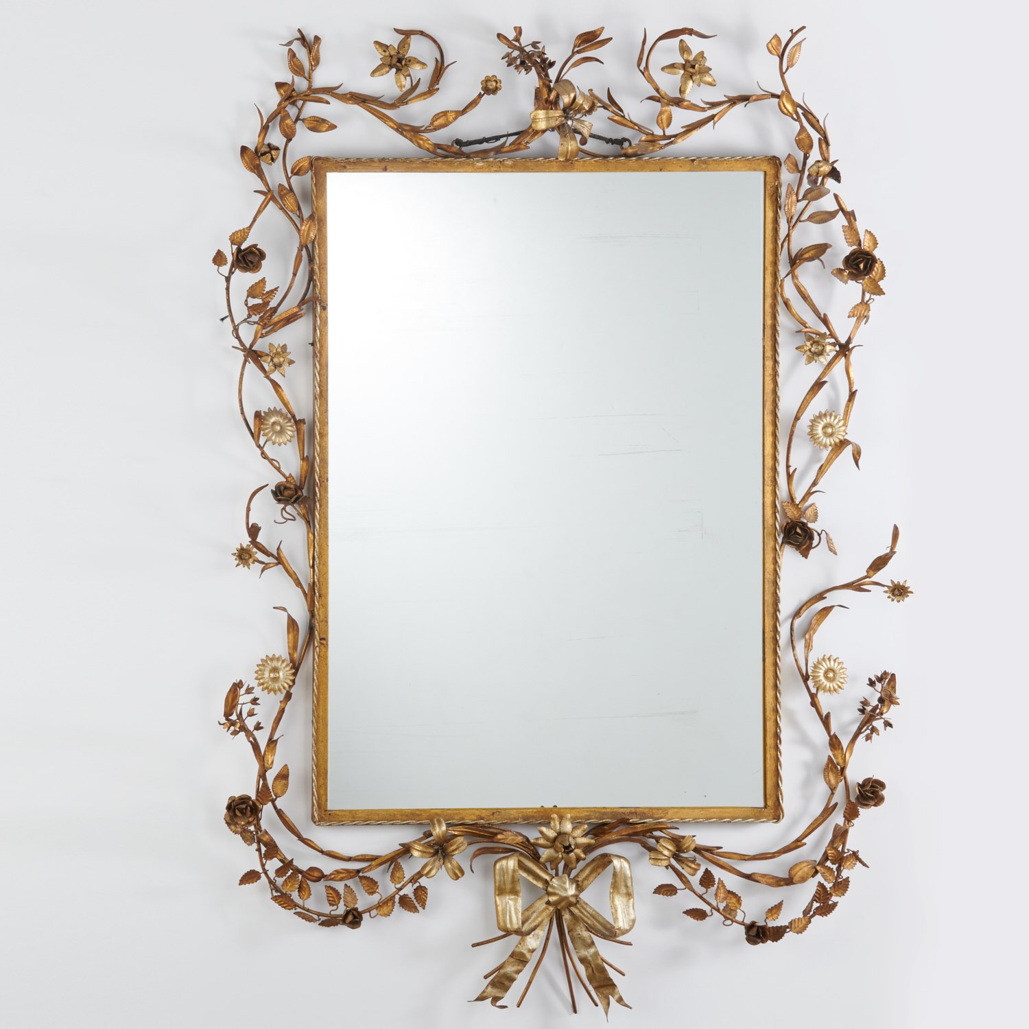 Appraisal: IMPRESSIVE MID-CENTURY ITALIAN TOLE WALL mirror c s gilt and