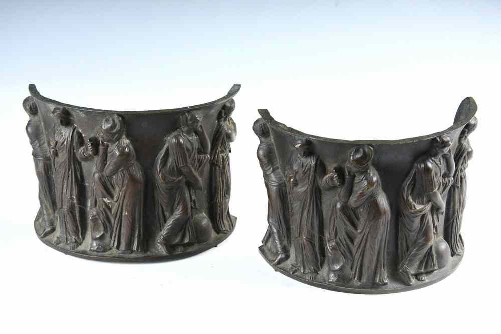 Appraisal: BRONZE SOCLES - Pair of th c French cast bronze