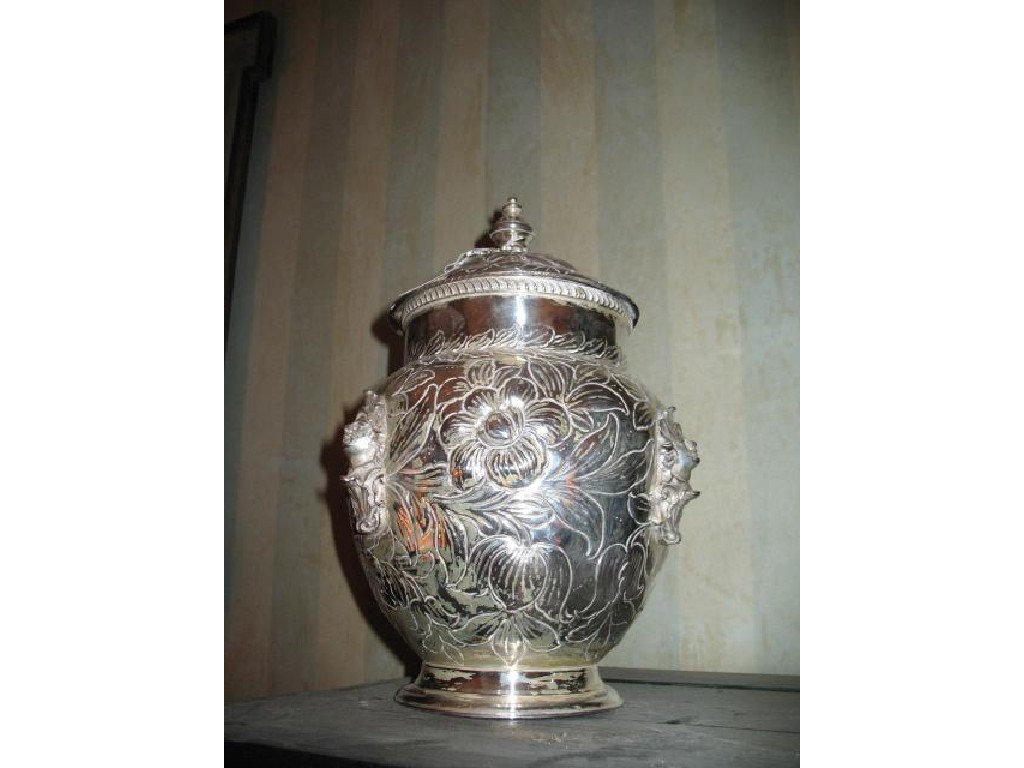 Appraisal: A PAIR OF CHARLES II STYLE SILVER PLATED JARS the