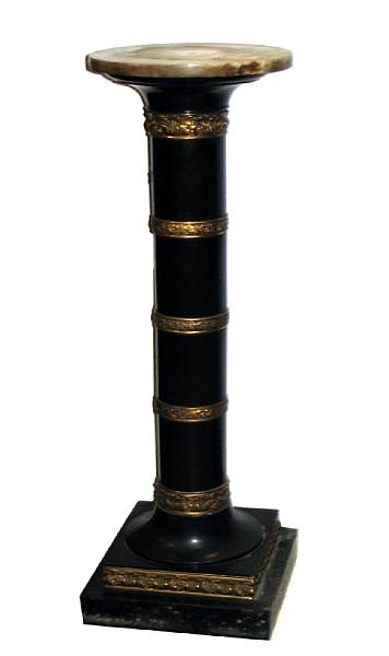 Appraisal: A Neoclassical style painted metal stand with onyx top height