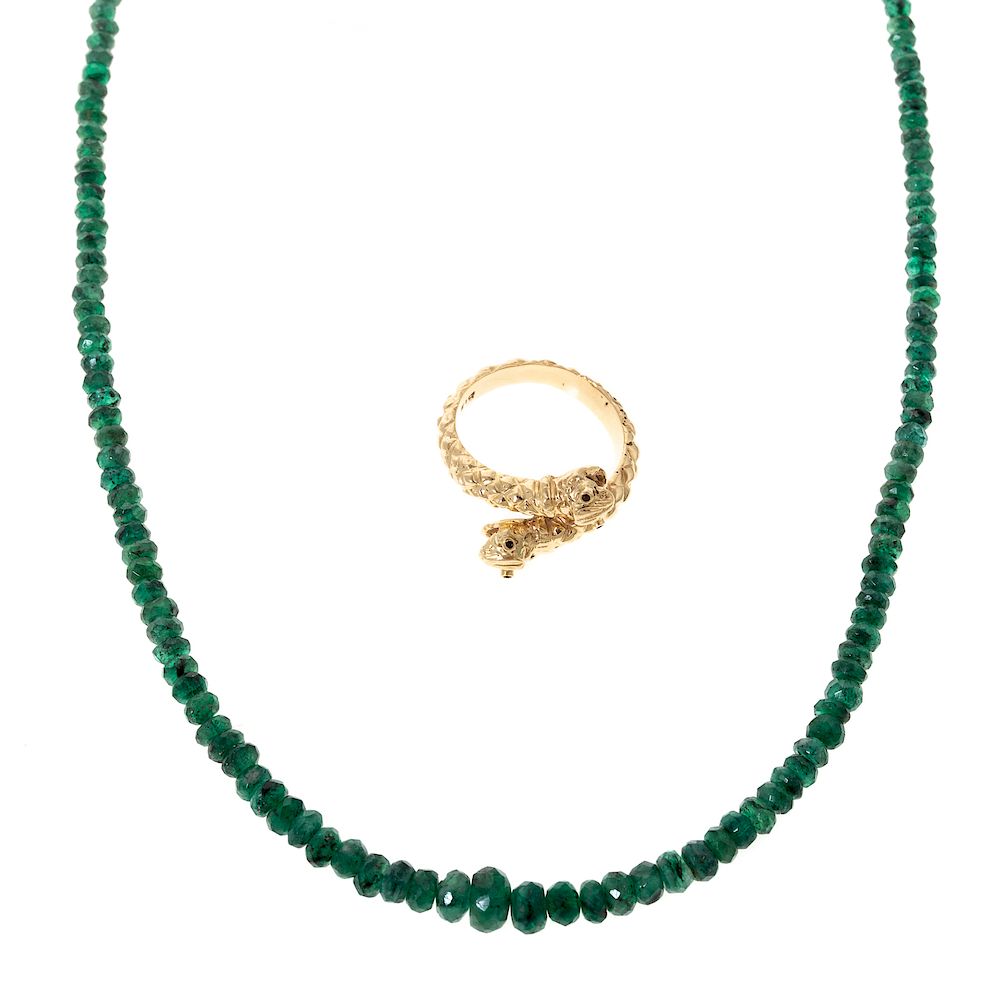 Appraisal: A Ladies Serpent Ring in K Emerald Necklace K yellow