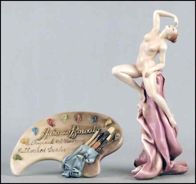 Appraisal: BORSATO PORCELAIN FIGURE OF A NUDE MAIDEN Together with a