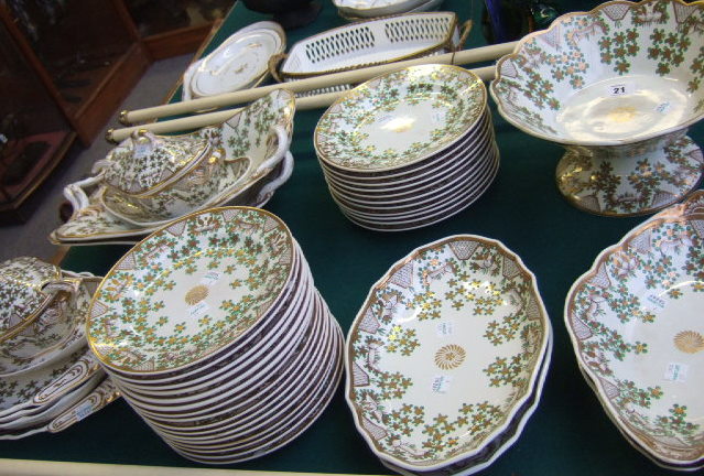 Appraisal: A Spode earthenware part dessert service th century decorated green