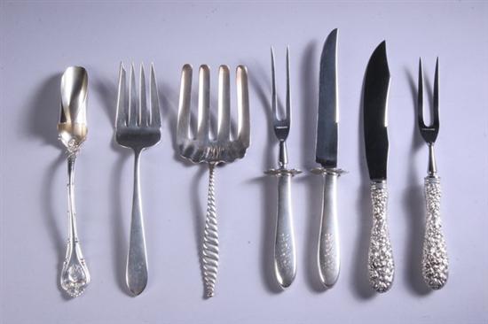 Appraisal: SEVEN AMERICAN STERLING SILVER SERVING PIECES Stieff two-piece carving set