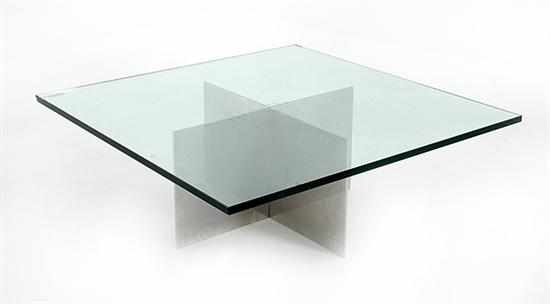 Appraisal: Polished aluminum and glass cocktail table by Paul Mayen for