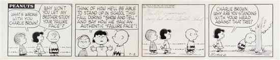 Appraisal: CHARLIE BROWN SCHULZ CHARLES An original pen and ink drawing