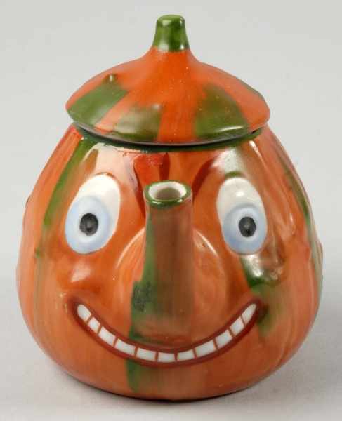 Appraisal: Porcelain Halloween Jack-O-Lantern Teapot Description Probably early Japanese Condition Excellent