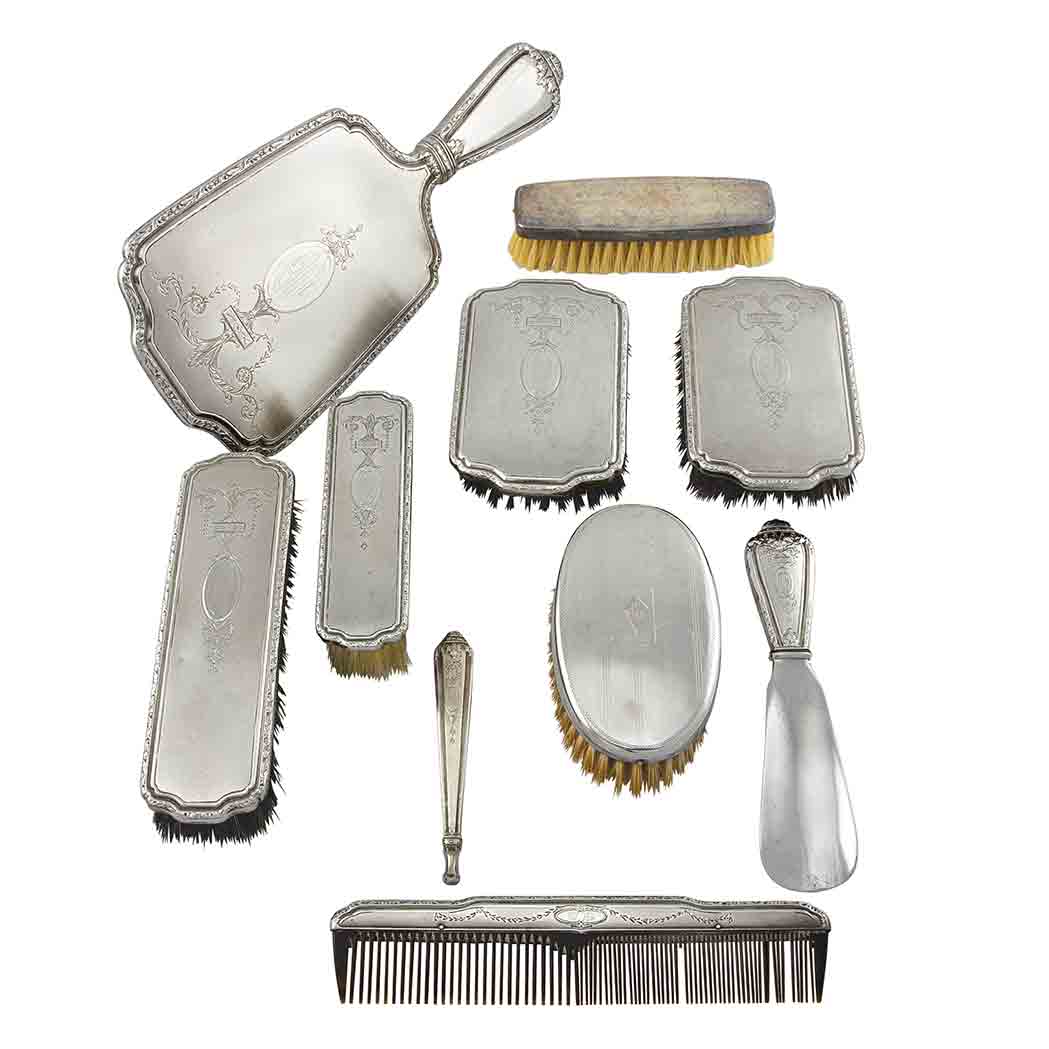 Appraisal: International Silver Co Sterling Silver Seven-Piece Dresser Set Monogrammed DF