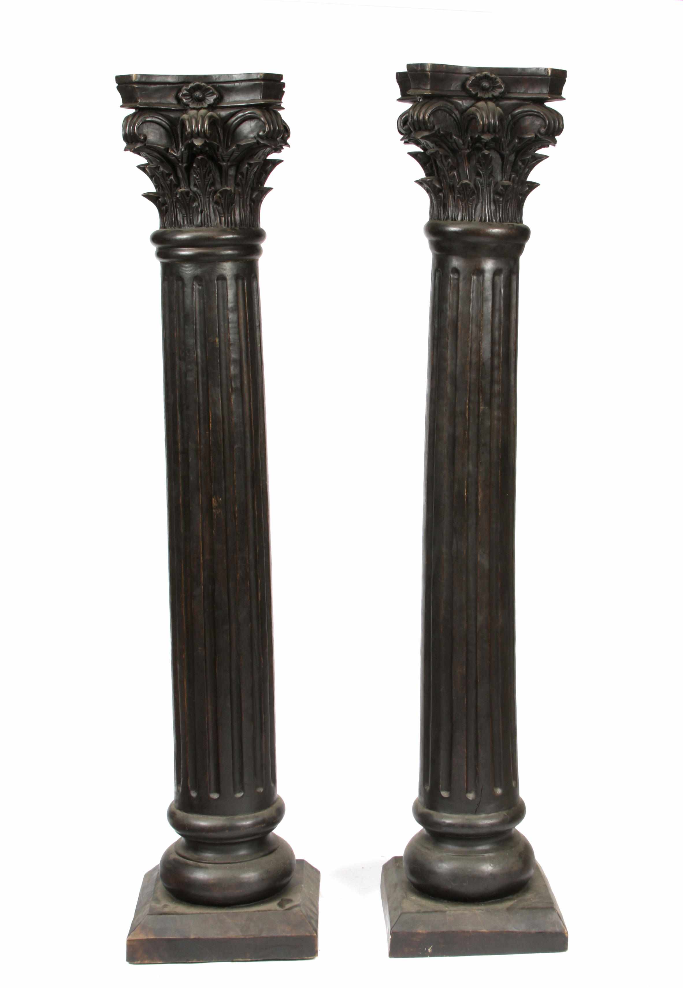 Appraisal: A pair of paint decorated Corinthian columns height in