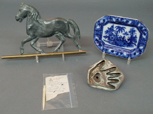 Appraisal: Molded lead running horse x tin hand shaped cookie cutter