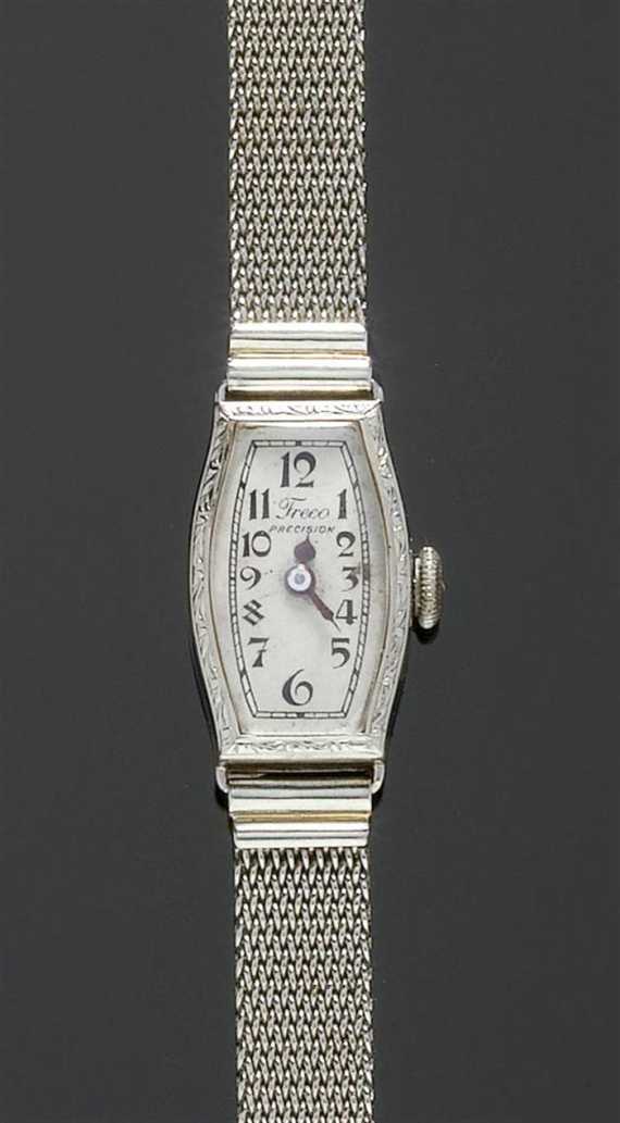 Appraisal: LADY'S WRISTWATCH FRECO ca White gold Tonneau-shaped case No with