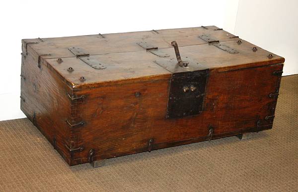 Appraisal: A mixed wood coin chest ton-kwe Late Joseon Dynasty The