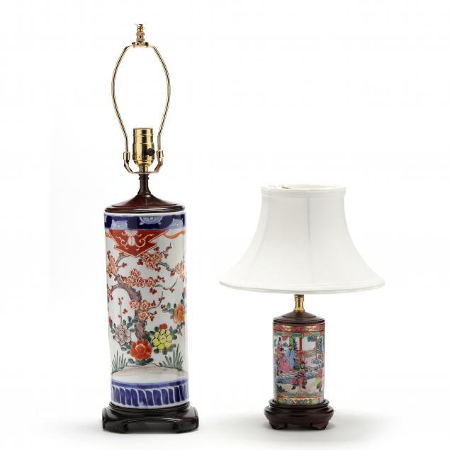 Appraisal: TWO ASIAN PORCELAIN TABLE LAMPS th century includes a tall