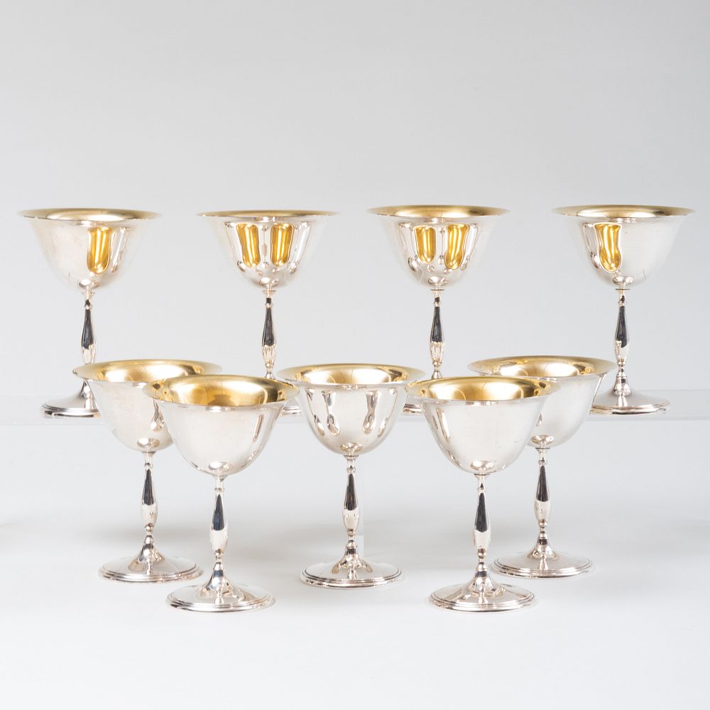 Appraisal: Set of Nine International Silver Sorbet Cups Marked 'Sterling' gilt-wash