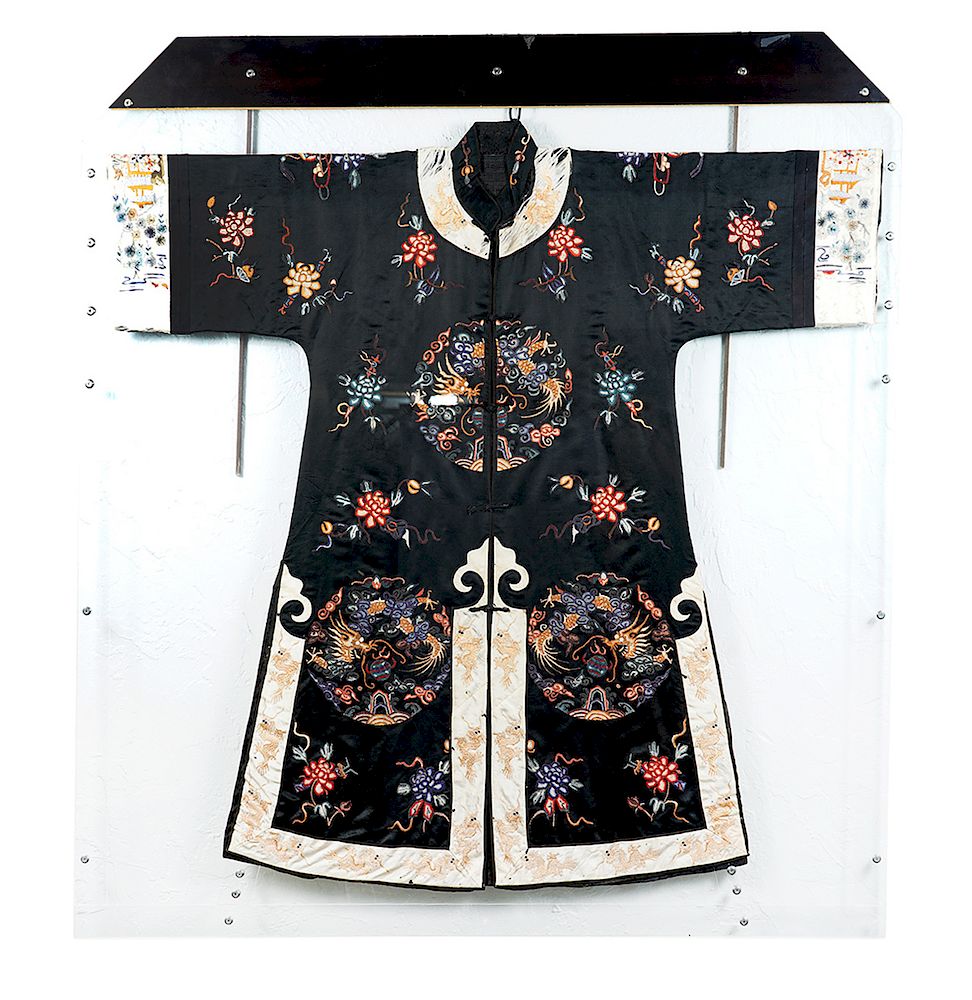 Appraisal: Chinese Silk Robe with Dragon Motif Possibly th Century silk