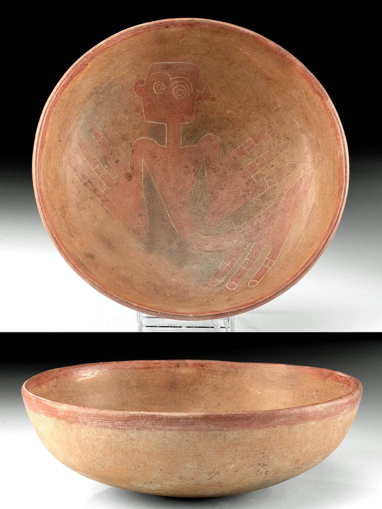 Appraisal: Rare Chorerra Bichrome Incised Bowl ex-Museum Pre-Columbian Ecuador Chorrera culture