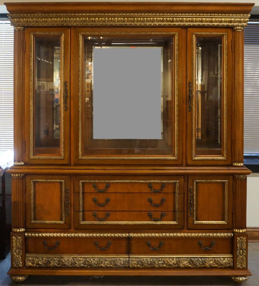 Appraisal: Louis Philippe Style Fruitwood and Partial Gilt Mirror-Back Two-Part China