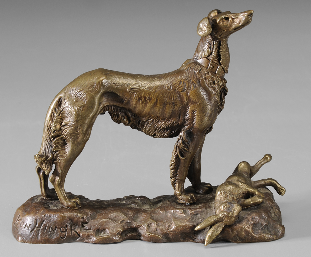 Appraisal: L on Hingre French born Borzoi With a Hare signed