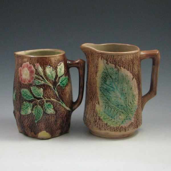 Appraisal: Two Majolica Pitchers both unmarked left has crack across the