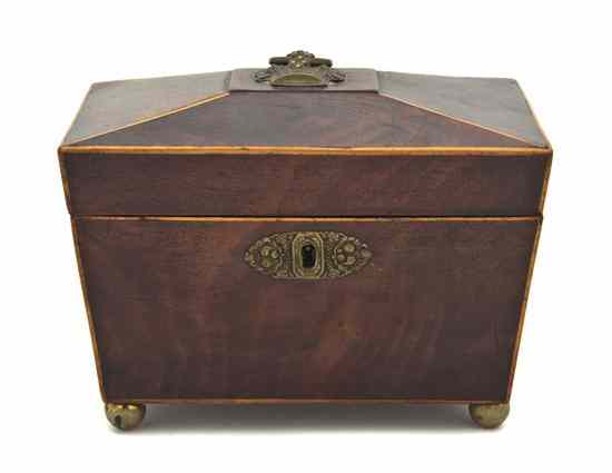 Appraisal: A Regency Mahogany Tea Caddy the domed lid with a