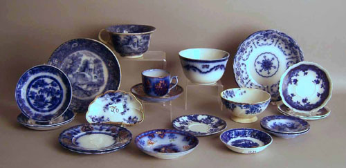 Appraisal: Group of flow blue to include waste bowls cups and