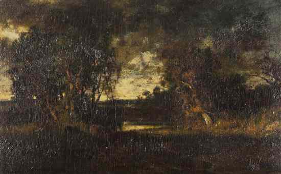 Appraisal: Jules Dupre French - Forest Landscape with Cows oil on