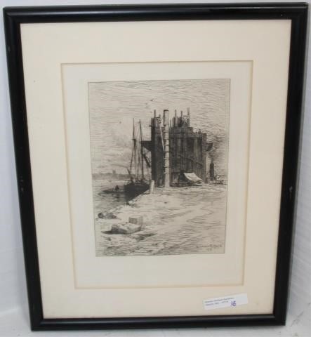 Appraisal: R SWAIN GIFFORD - SOUTH DARTMOUTH MAARTIST ETCHING DEPICTING COAL