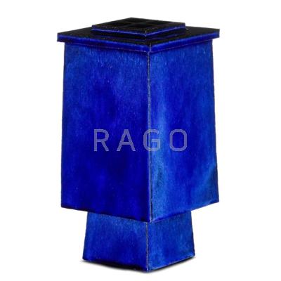 Appraisal: OTTO NATZLER - Slab-built ikebana vessel cobalt glaze Los Angeles