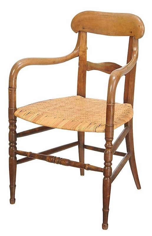 Appraisal: Classical Cane Seat Open Armchair Continental th century mixed woods