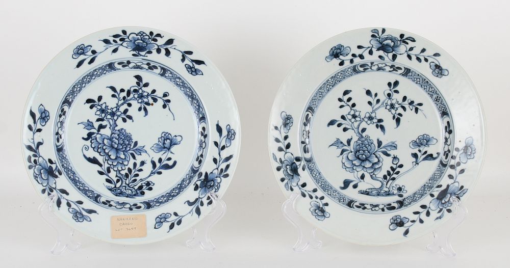 Appraisal: Chinese Nanking Porcelain Dishes Ex Christies Chinese Blue and White