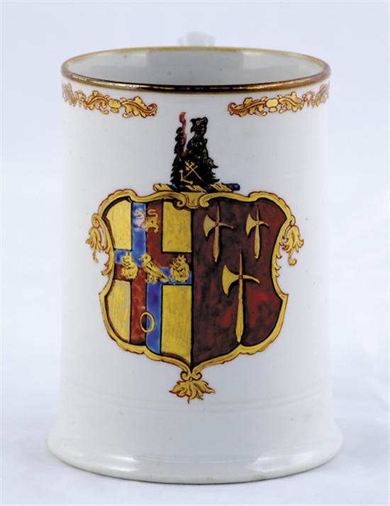 Appraisal: Chinese Export armorial tankard circa painted with the arms of