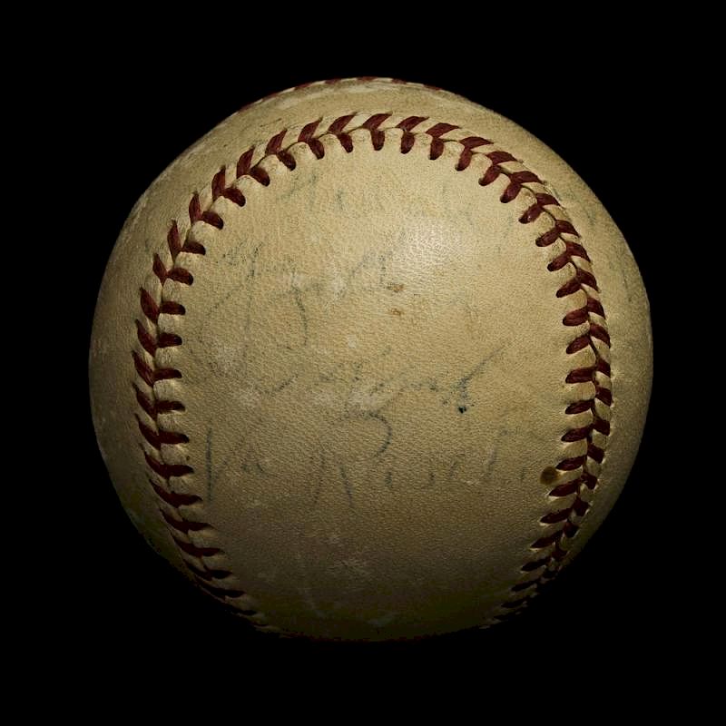 Appraisal: Yogi Berra Joe DiMaggio Phil Rizzuto Vic Raschi Signed Baseball