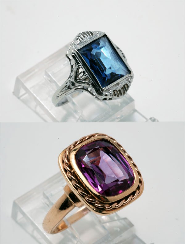 Appraisal: Two ladies birthstone rings Yellow gold approx K cast and