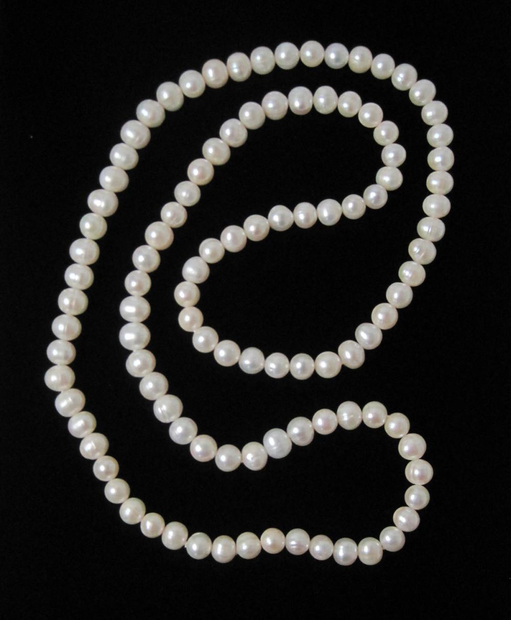 Appraisal: HAND-KNOTTED WHITE PEARL NECKLACE measuring - in length and strung