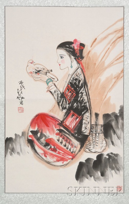 Appraisal: Hanging Scroll China th century ink and colors on paper