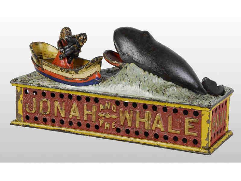 Appraisal: Cast Iron Jonah the Whale Mechanical Bank Description All original