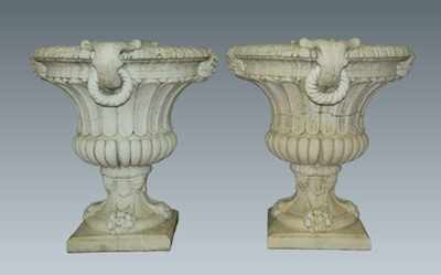 Appraisal: A Monumental Pair of Cast Cement Garden Urns Each measurig