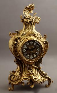 Appraisal: German Gilt Spelter Louis XV Style Mantel Clock German Gilt