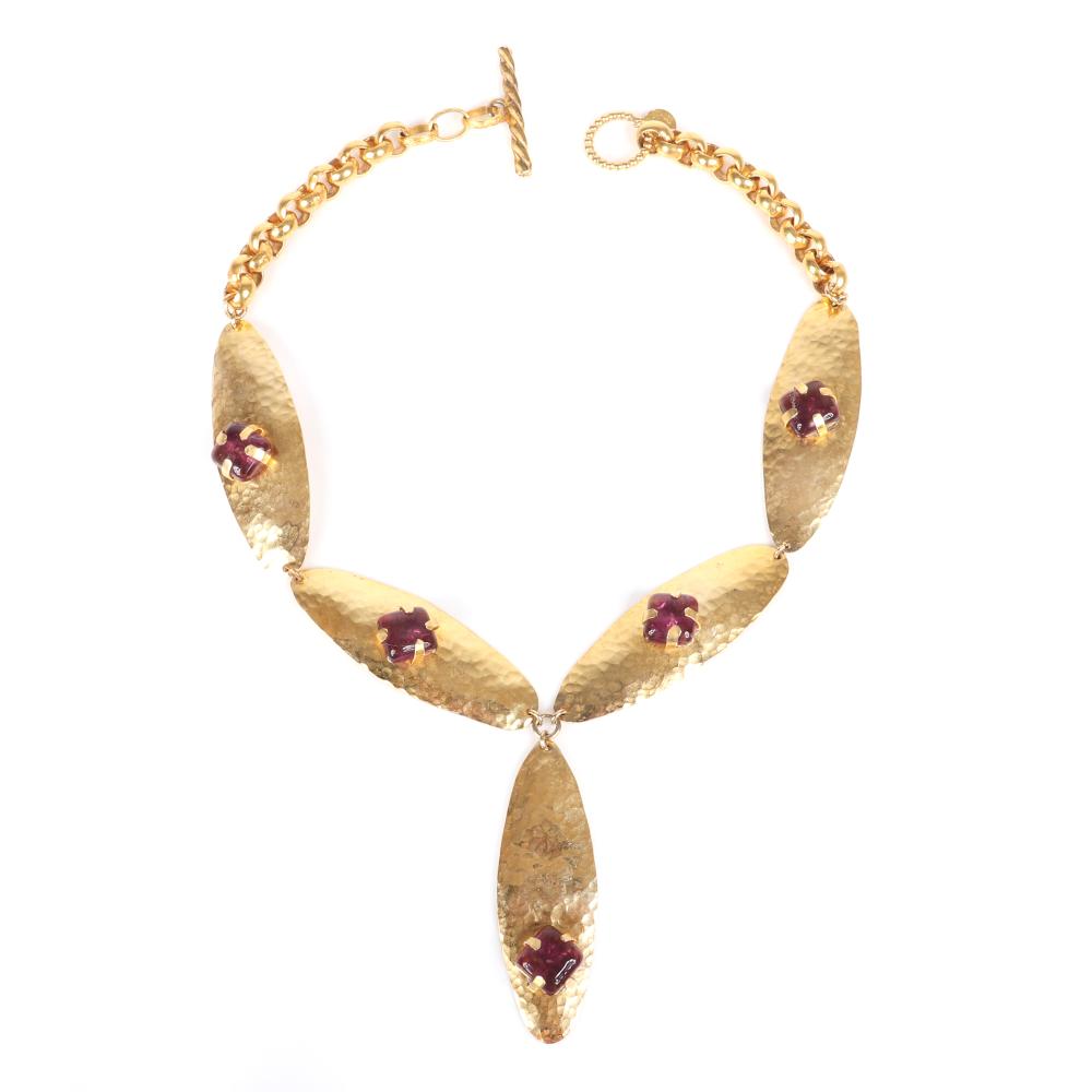 Appraisal: DOMINIQUE AURIENTIS PARIS COUTURE DESIGNER GOLD TONE NECKLACE WITH FIVE